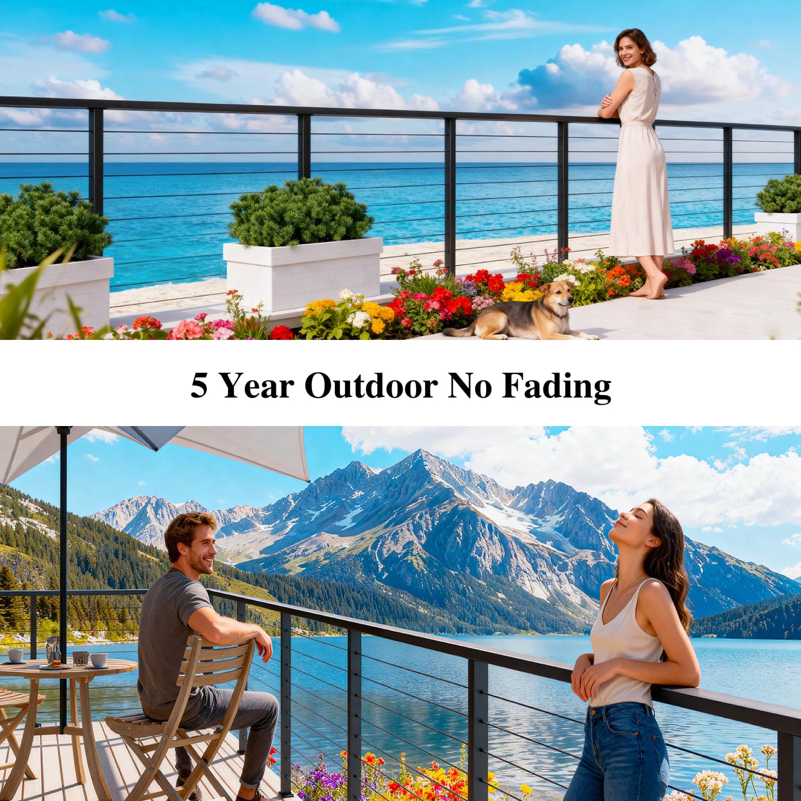 1 Pack 6FTx 2-3/8"x1-3/16 Aluminum Black Handrail with Self Drilling Screws Nylon End Caps, AAMA 2604 Coating, 3mm Thick Flat Handrail Cuttable Top Rail for Deck Stair Railing Indoor Outdoor - Image 4