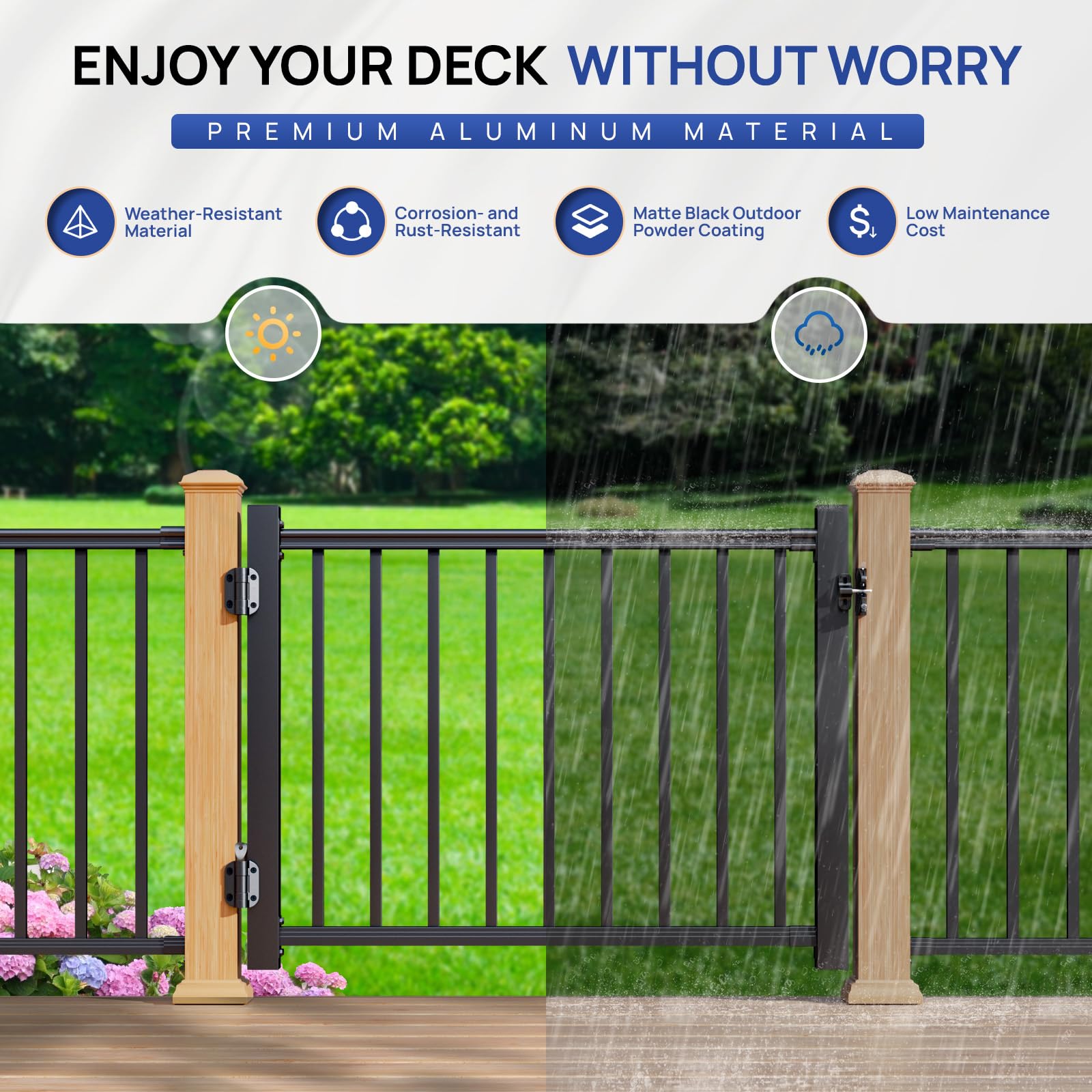 Egadis Deck Gate Kit, Aluminum Gate Kit, Black Textured Powder-Coat Finish for Outdoor Decks, Porches & Balconies (36in-3ft) - Image 5