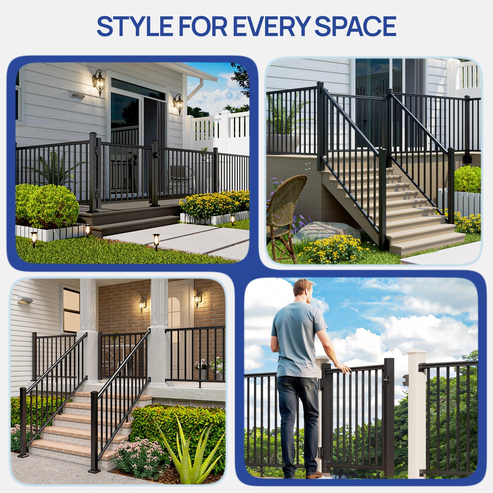 Egadis Deck Gate Kit, Aluminum Gate Kit, Black Textured Powder-Coat Finish for Outdoor Decks, Porches & Balconies (36in-3ft) - Image 6