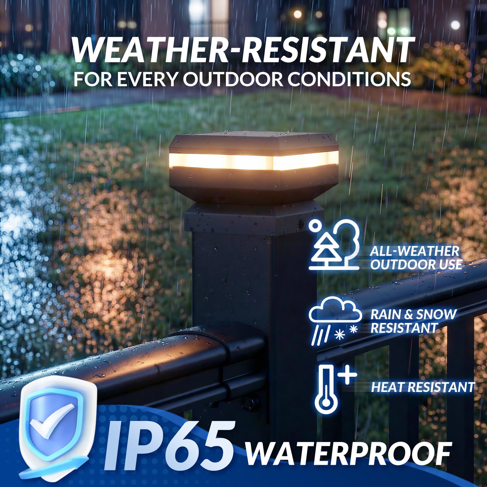 Egadis 4 Pack 36 in. H x 6 ft. W Porch and Deck Railing Kit with Light, Black Textured AAMA 2604 Powder-Coat Finish Modular Aluminum Railing Kit for Outdoor Decks, Porches & Balconies(4 Post, 4 Panel) - Image 4